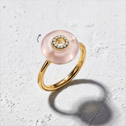 Rose Quartz Fidget Ring - Liora, spinning detail