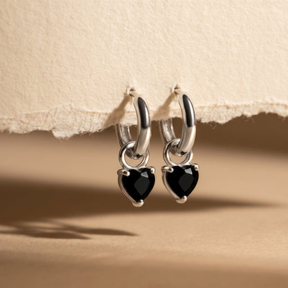 Black Obsidian Earrings - Love Hoops silver lifestyle