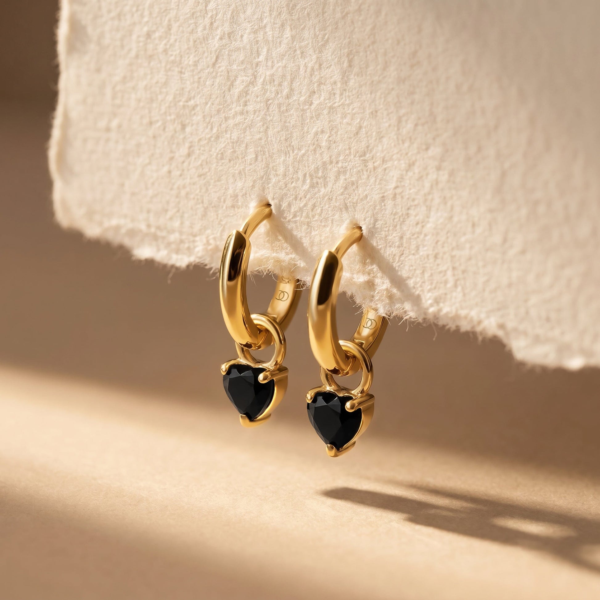 Black Obsidian Earrings - Love Hoops yellow gold lifestyle