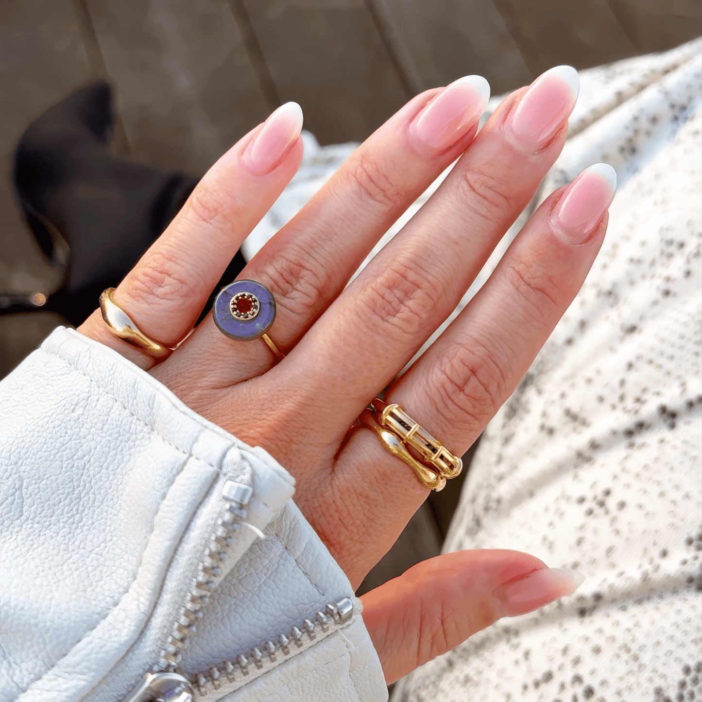 Labradorite Black Spinel Fidget Ring - Liora - LioraLABYg