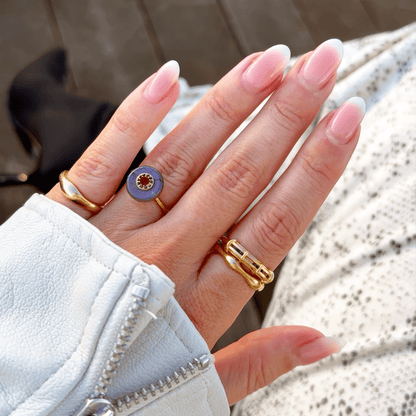 Labradorite Black Spinel Fidget Ring - Liora - LioraLABYg