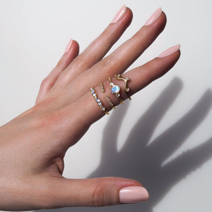 Fine Moonstone Lab Diamond Ring - Grace - stack YG