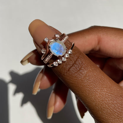 Fine Moonstone Lab Diamond Ring - Harlow - rose gold close-up