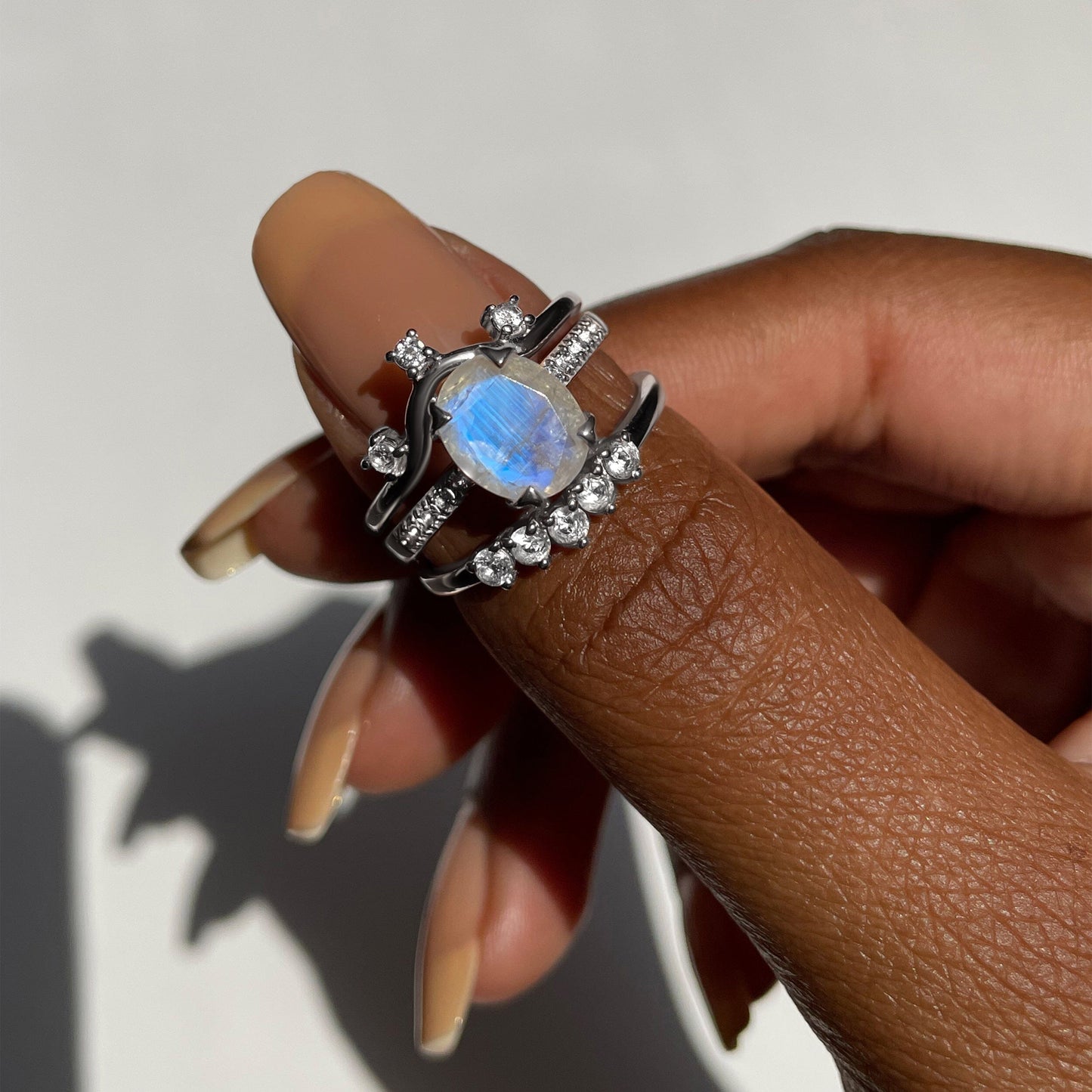 Moonstone Ring - Harlow - stack SIL