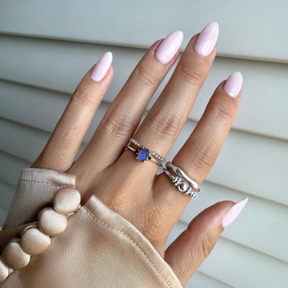 Labradorite Black Onyx Ring Petite Allure & Twinkling Rings