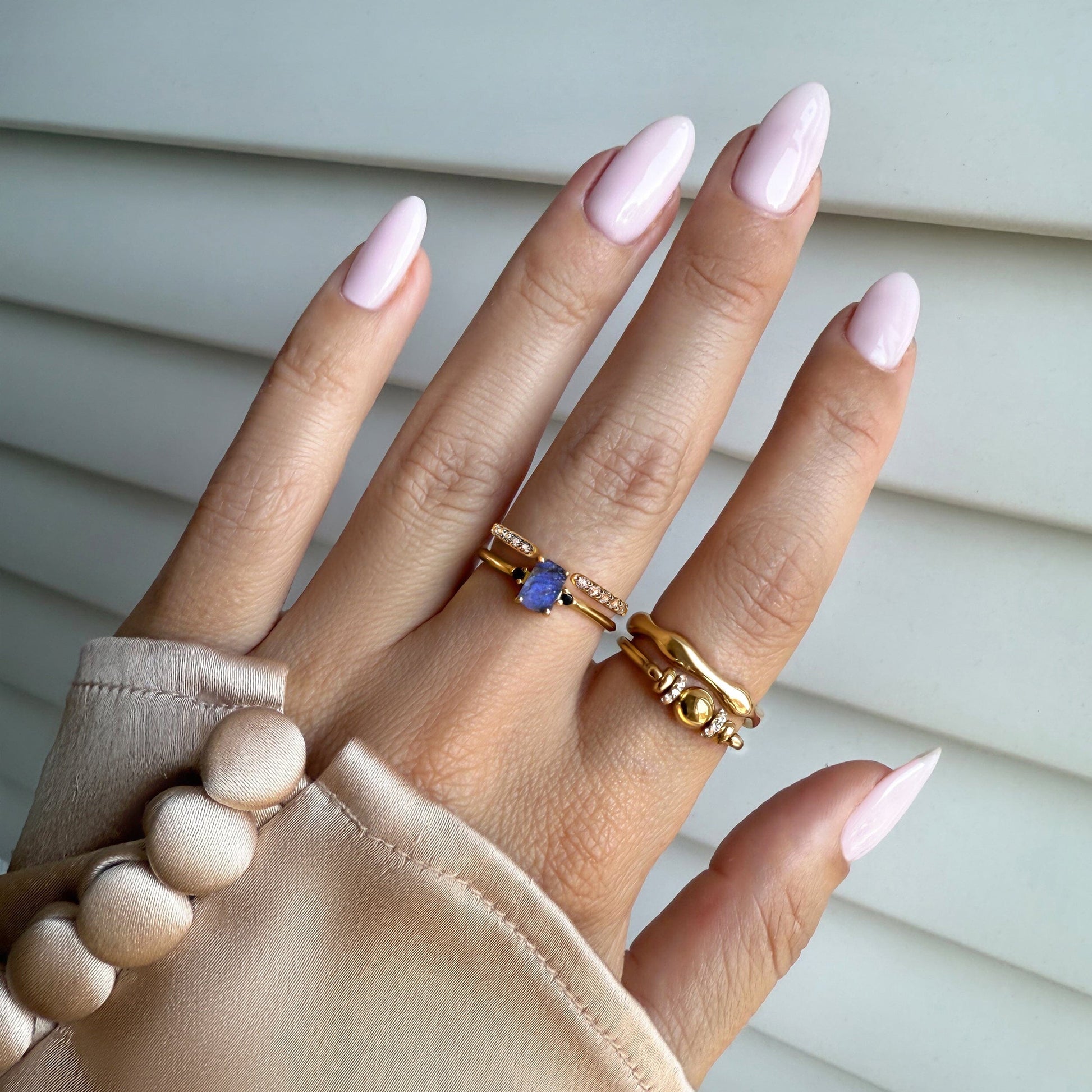 Labradorite Black Onyx Ring Petite Allure & Twinkling Rings