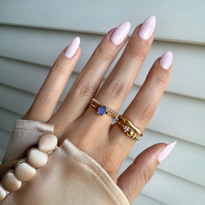 Labradorite Black Onyx Ring Petite Allure & Twinkling Rings