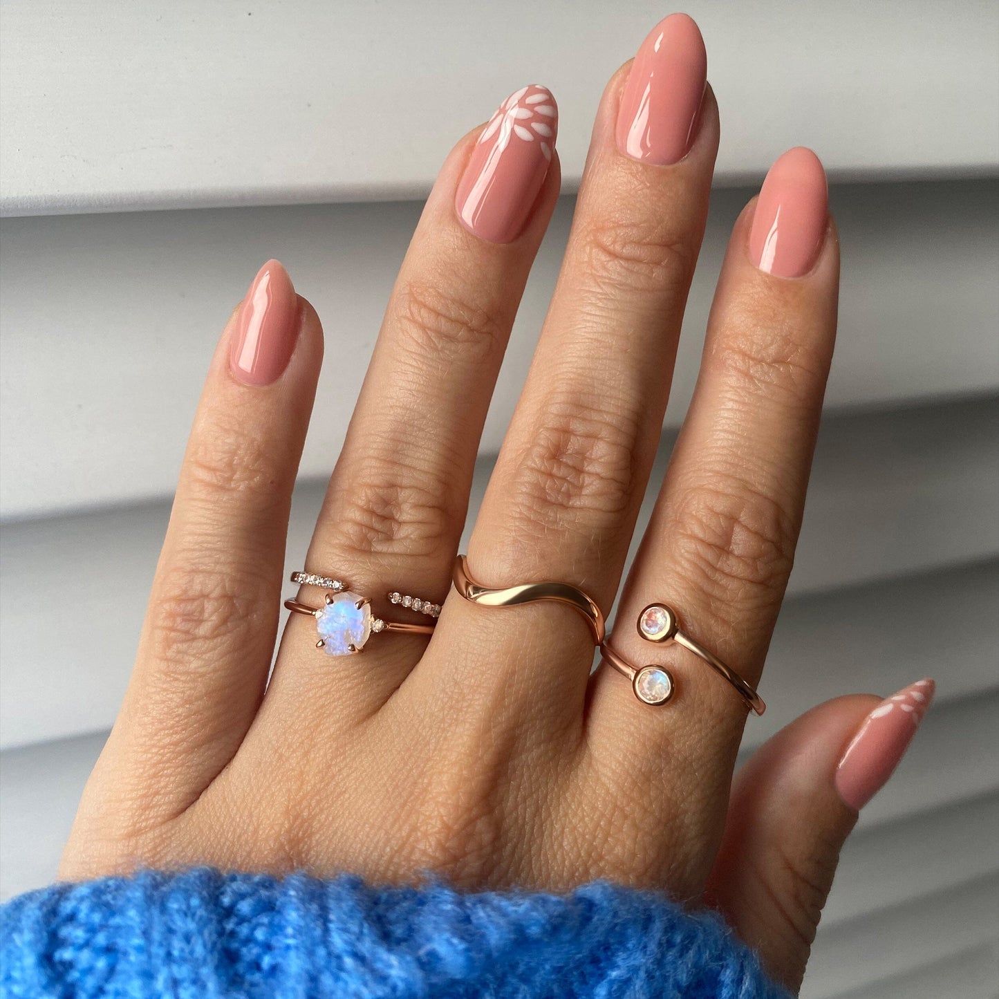Moonstone Diamond Ring - Petite Raw Allure - lifestyle