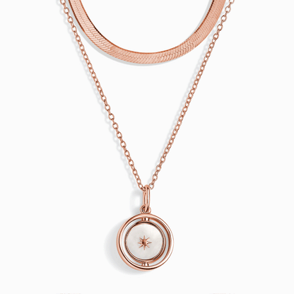 Black Onyx Night & Day Spinning Necklace - rose gold