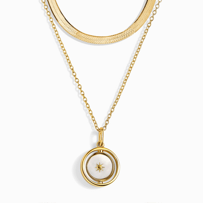 Black Onyx Night & Day Spinning Necklace - yellow gold