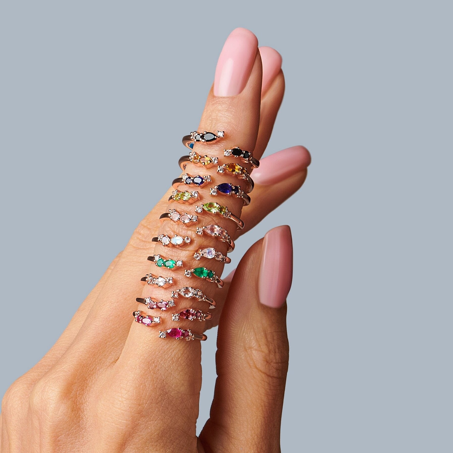Adjustable Amethyst Ring Flourish - rose gold stack