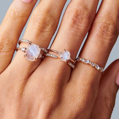 Fine Moonstone Lab Diamond Ring - Petite Allure - lifestyle RG