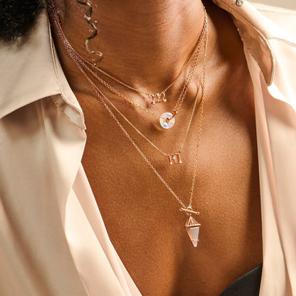 Moonstone Necklace - Ora - rose gold vermeil detail