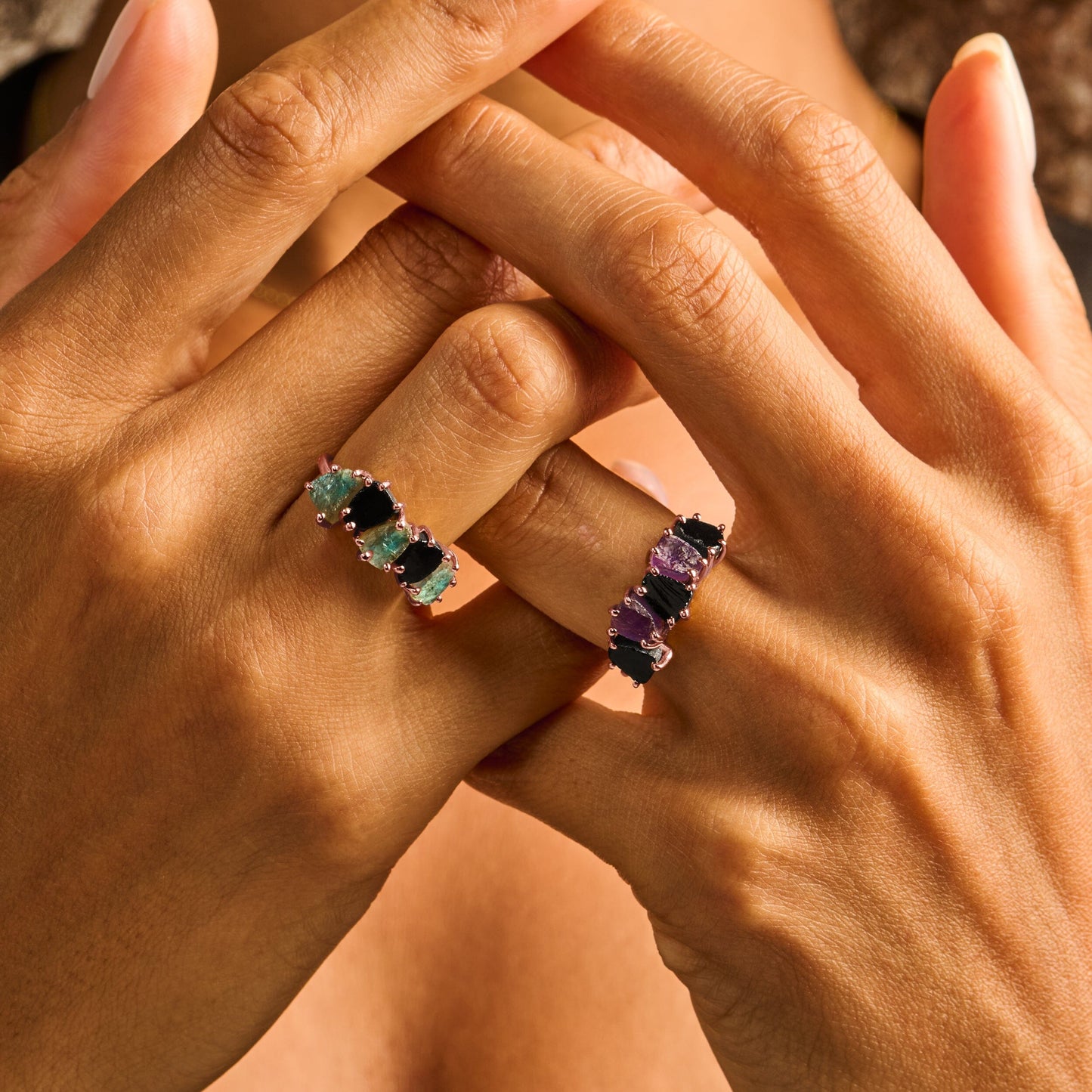Raw Crystal Ring - Luminous - rose gold closeup