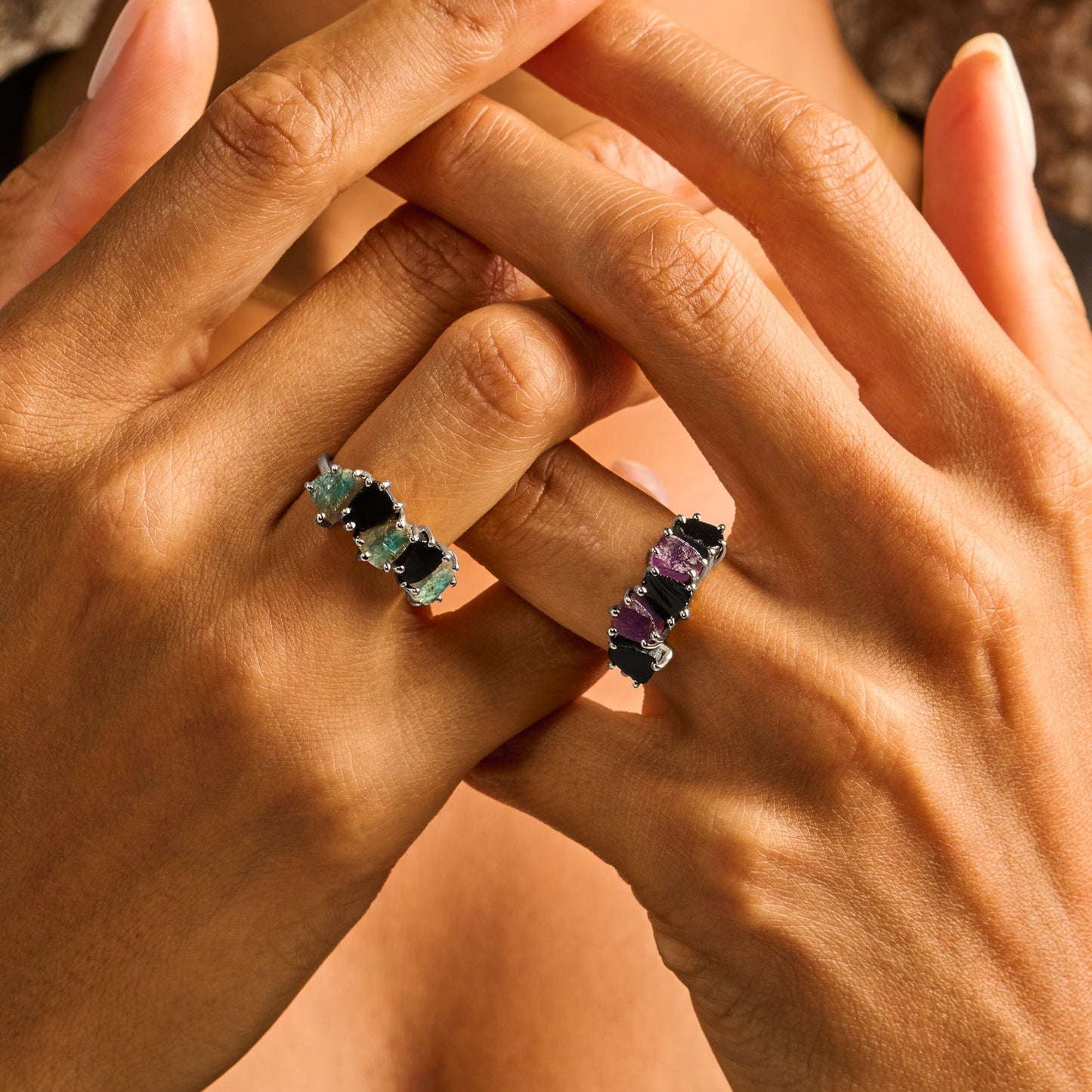 Raw Crystal Ring - Luminous - white rhodium closeup
