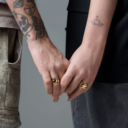 Black Onyx Unisex Ring - Individualist - lifestyle yellow gold