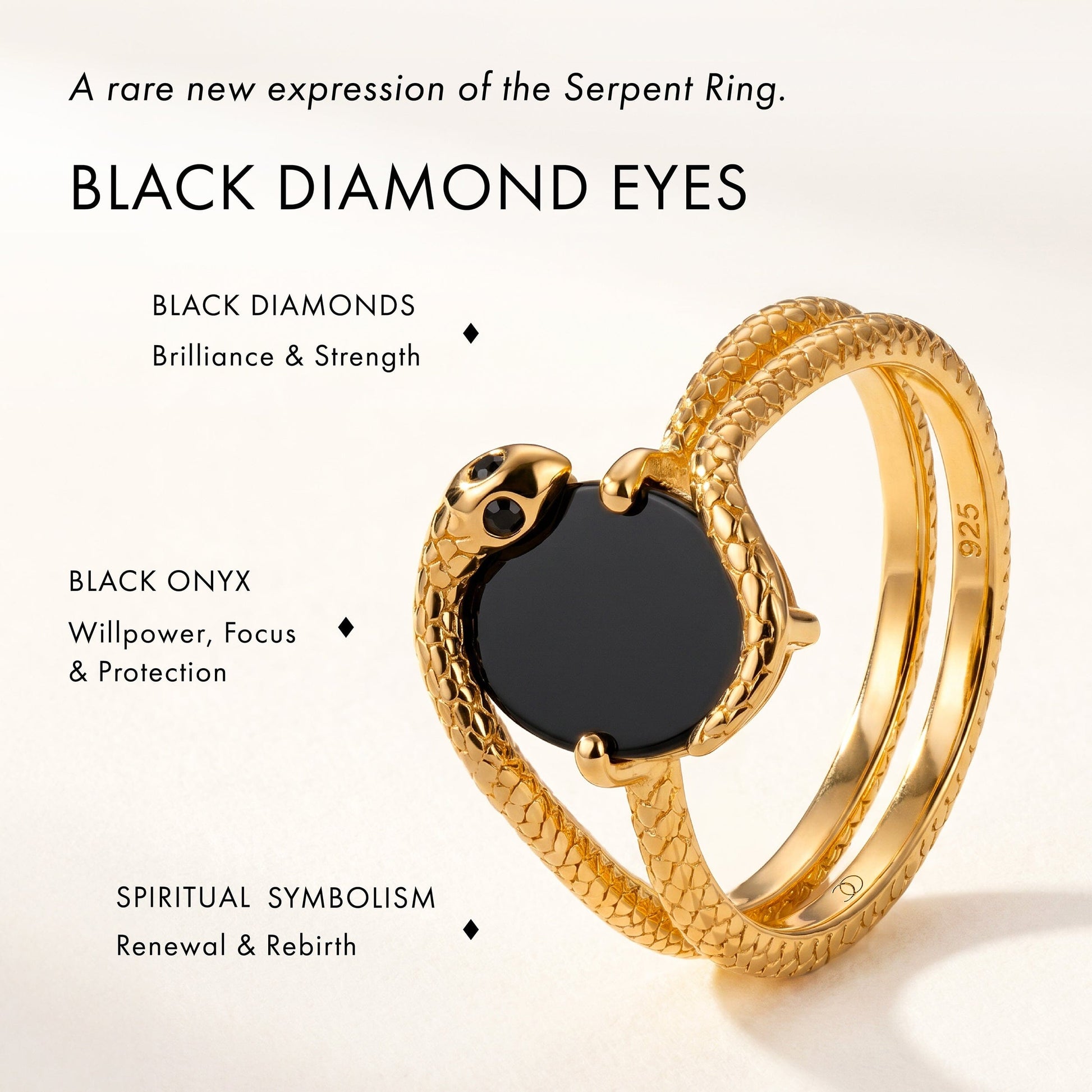 Black Onyx Black Diamond Ring - Serpent specs
