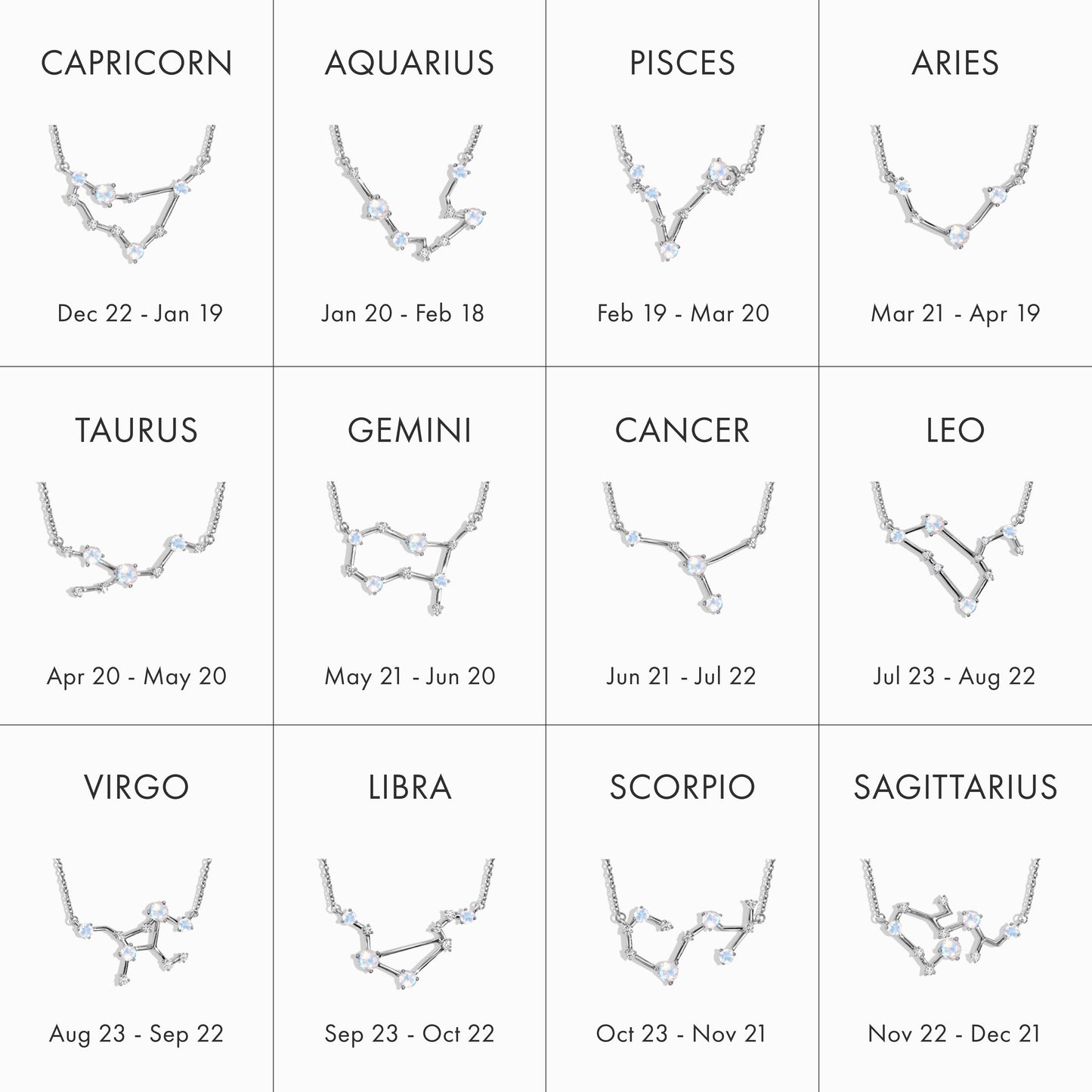 Zodiac Birthstone Diamond Studs - Capricorn Garnet - zodiac chart white gold