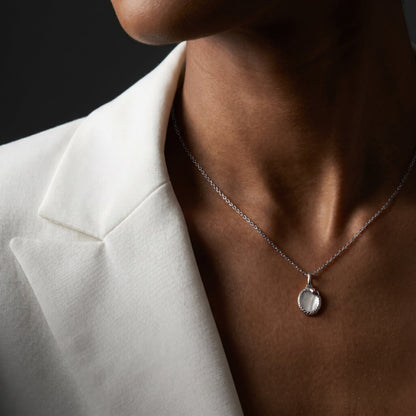 Mother of Pearl Ruby Necklace - Serpent - silver worn