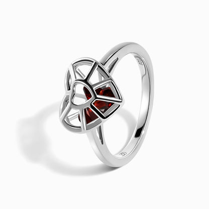 Garnet Fidget Ring - Heart in Motion - silver close up