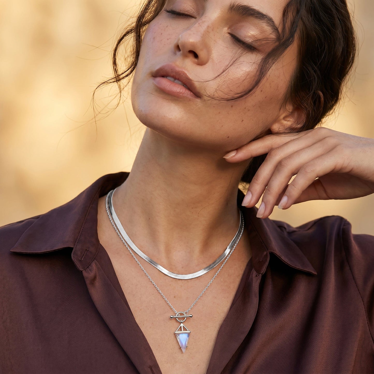 Moonstone Necklace - Heroine - coiled SIL