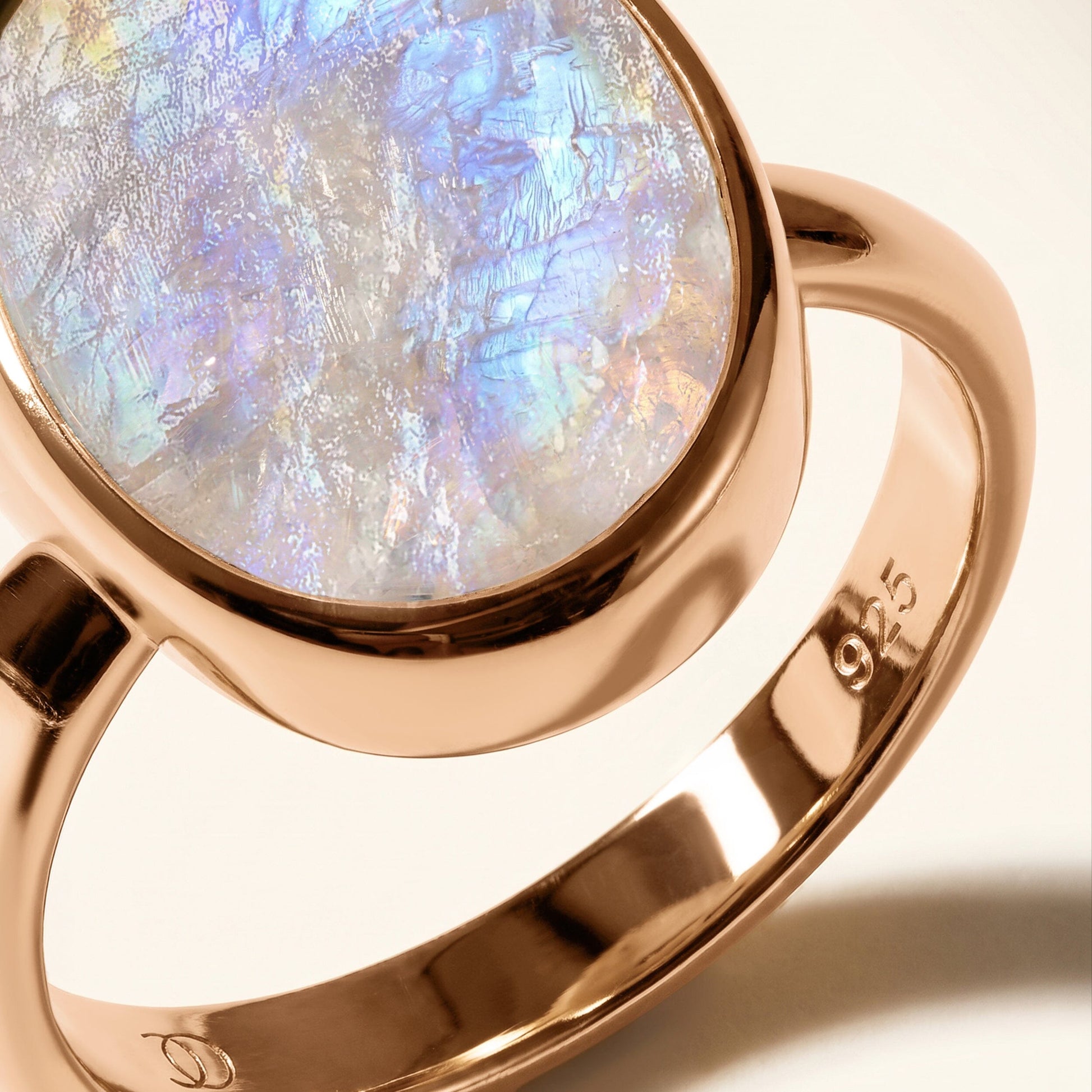 Moonstone Ring - Enfolded - rose gold macro