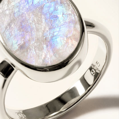 Moonstone Ring - Enfolded - sterling silver macro