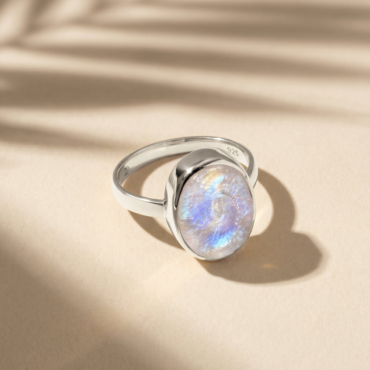 Moonstone Ring - Enfolded - sterling silver flatlay