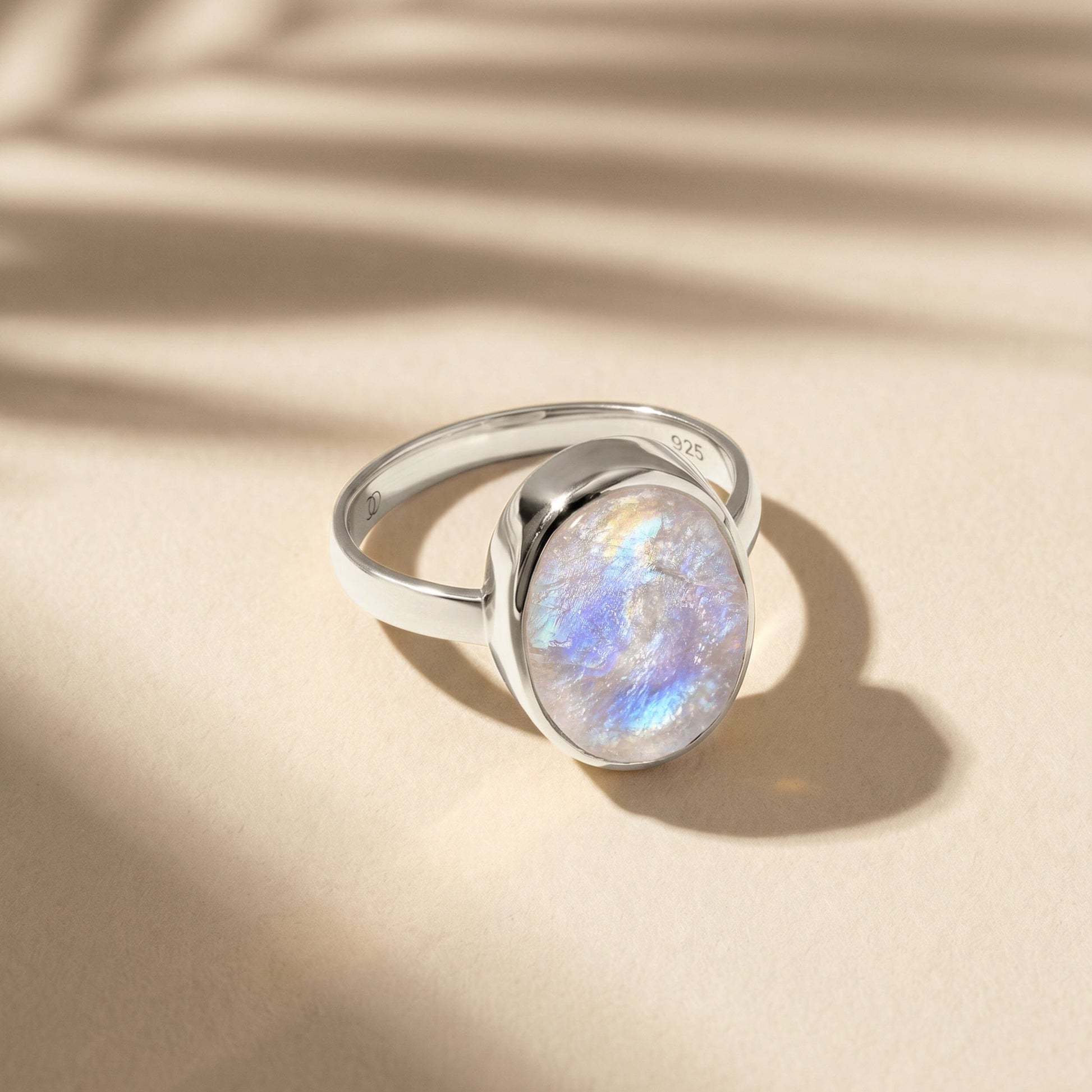 Moonstone Ring - Enfolded - sterling silver flatlay