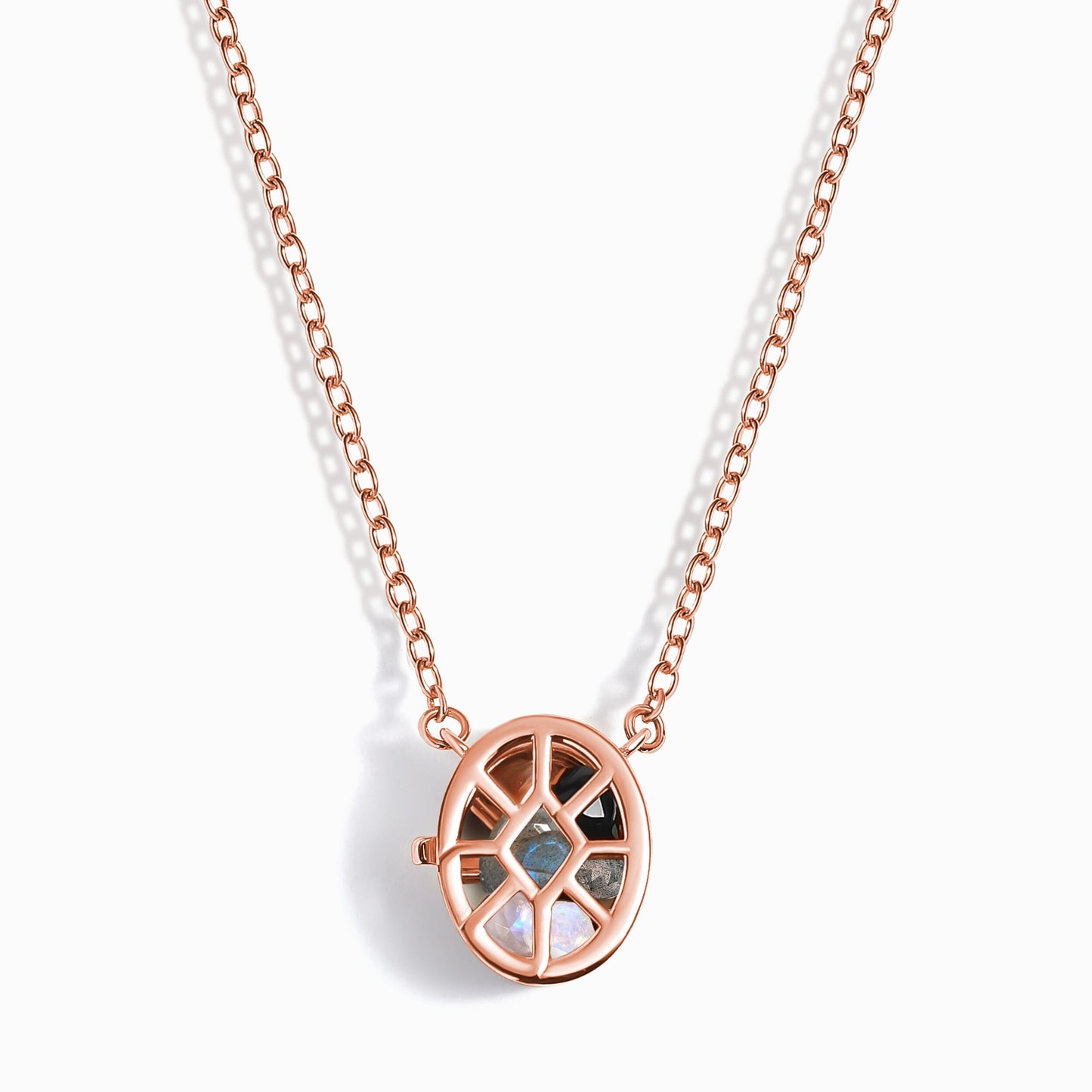 Dark Gradient Necklace - rose gold locket detail