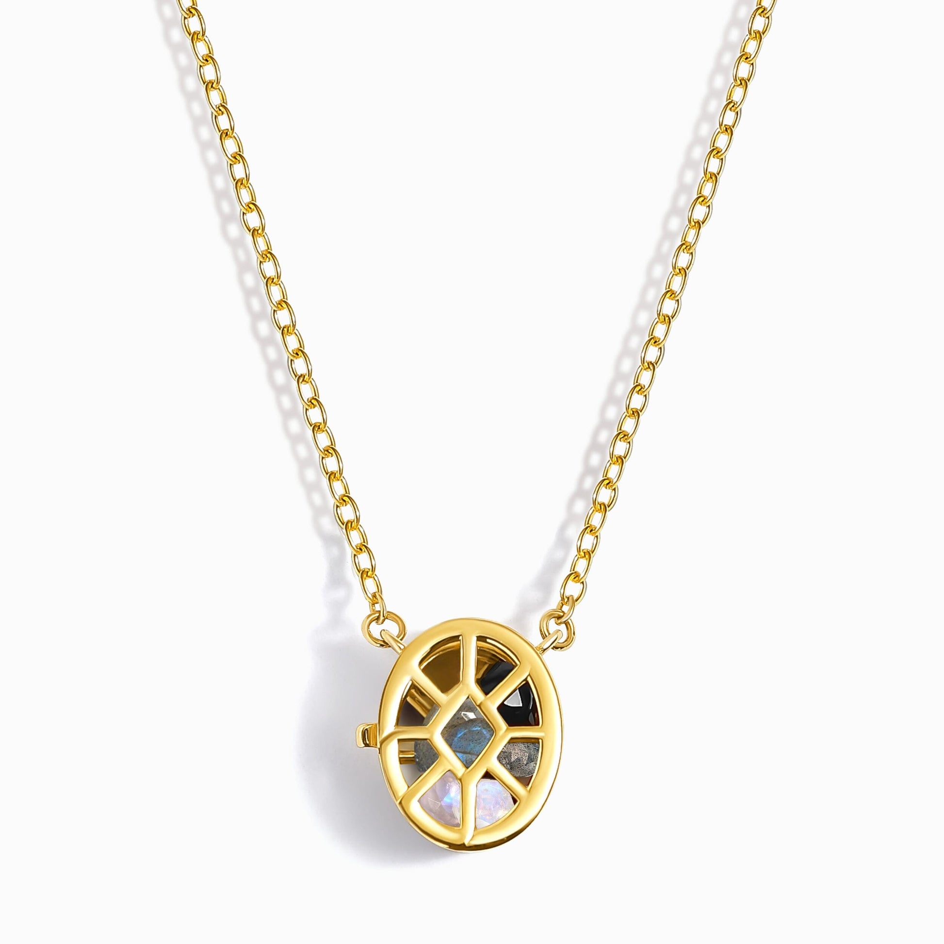 Dark Gradient Necklace - yellow gold locket detail