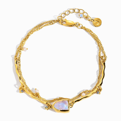 Moonstone Pearl Bracelet - Heirloom - yellow gold vermeil