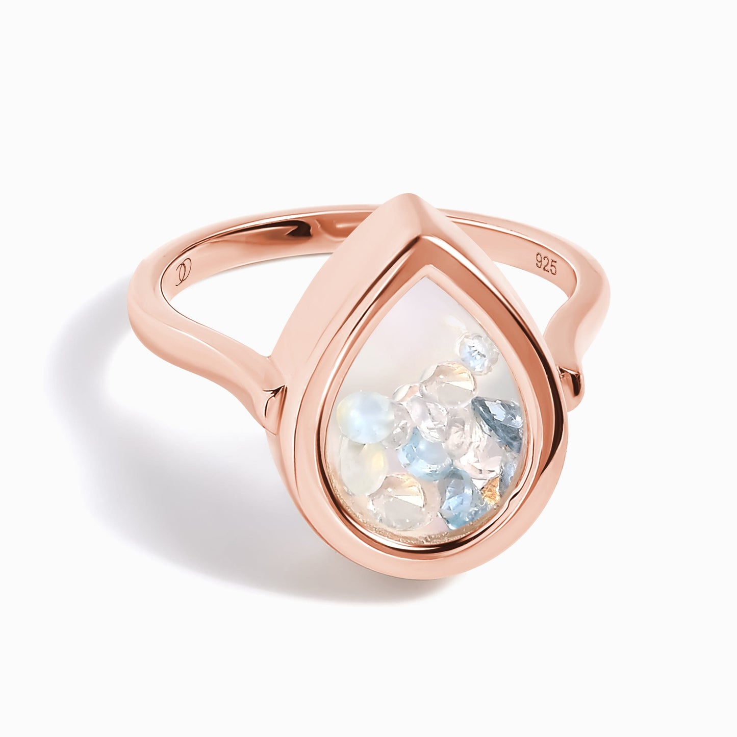 Moonstone Aquamarine Ring - Gem Glide - rose gold vermeil