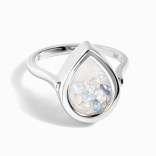 Moonstone Aquamarine Ring - Gem Glide - sterling silver
