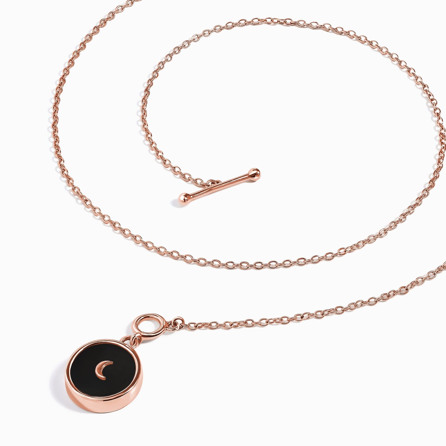 Black Obsidian T-Lock Necklace - Dream rose gold full chain