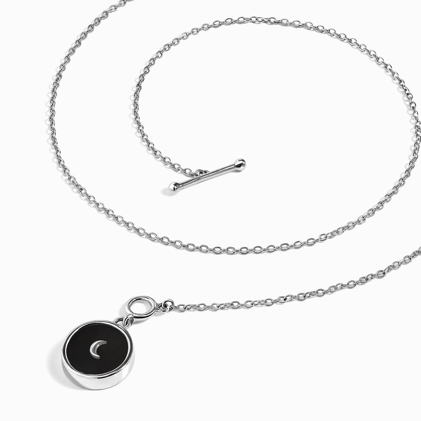 Black Obsidian T-Lock Necklace - Dream silver full chain