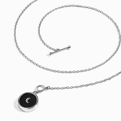 Black Obsidian T-Lock Necklace - Dream silver full chain