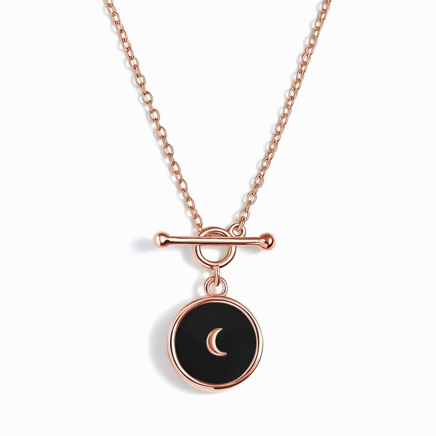 Black Obsidian T-Lock Necklace - Dream rose gold