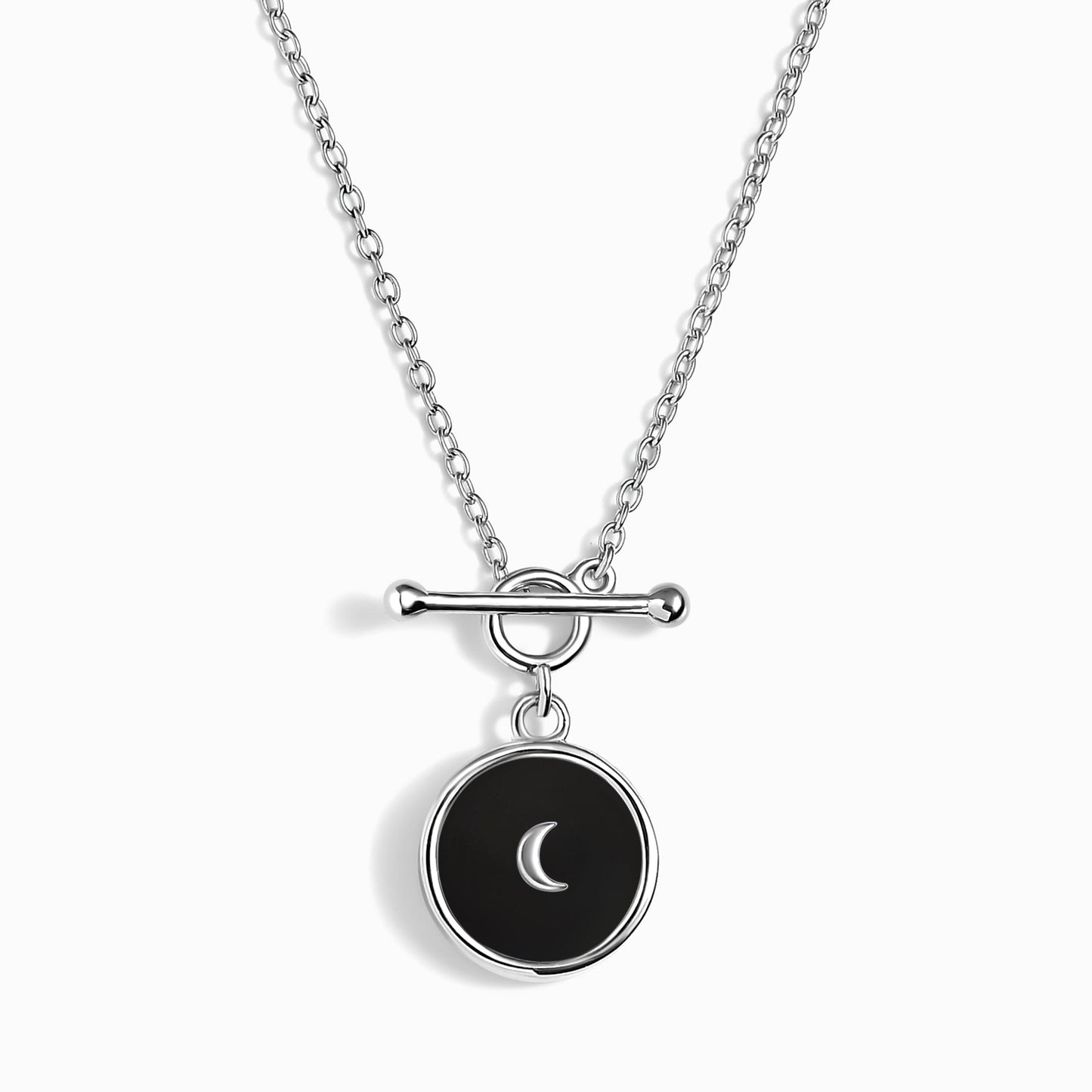 Black Obsidian T-Lock Necklace - Dream silver