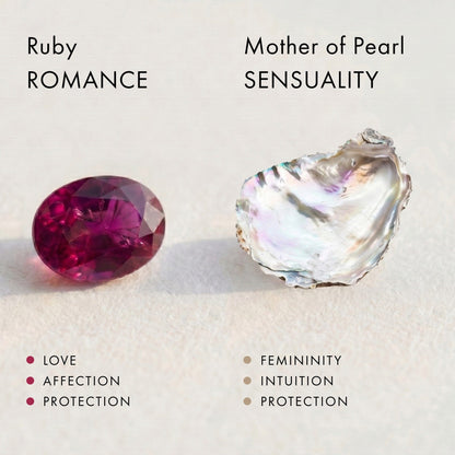 Mother of Pearl Ruby Ring Serpent - meaning tile
