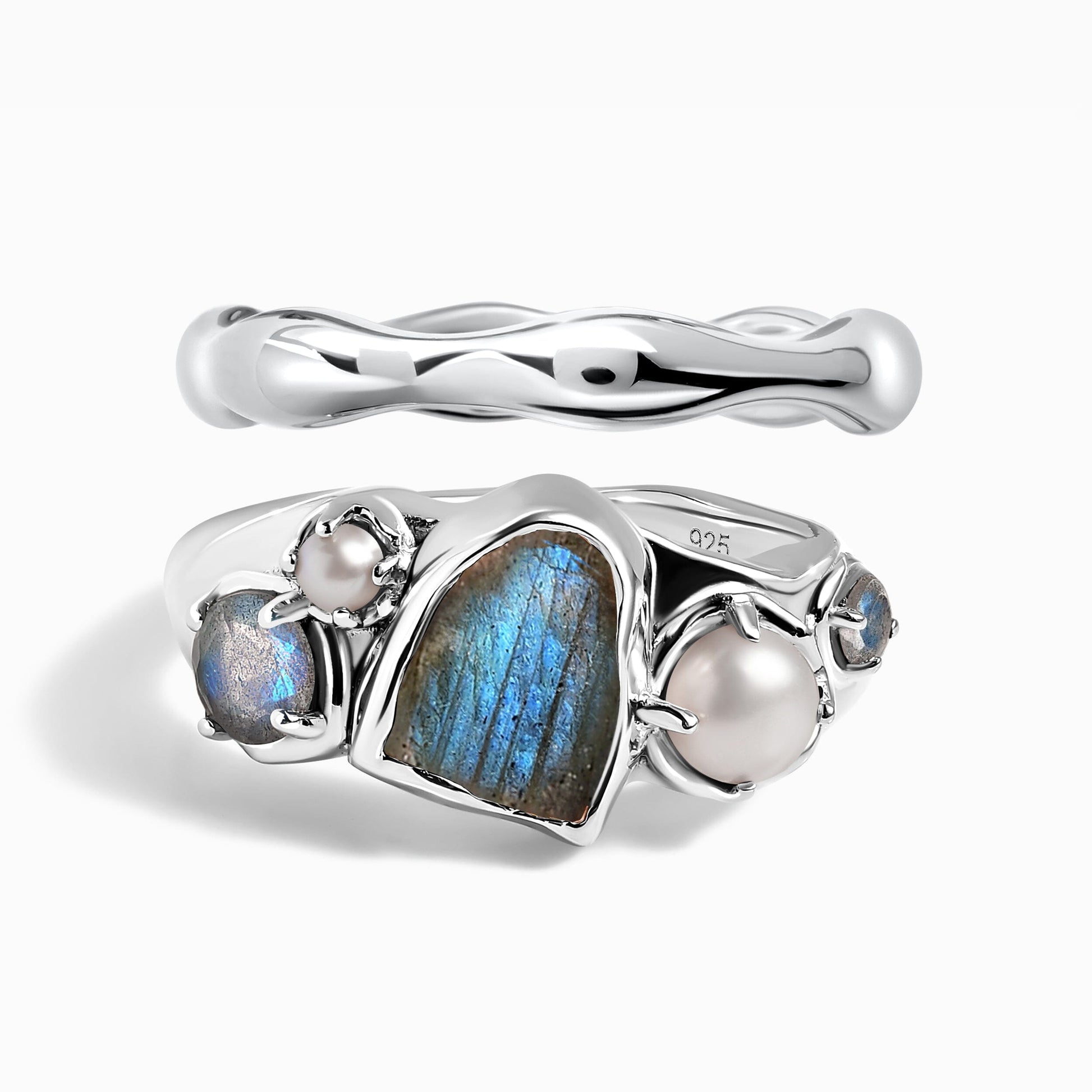 Labradorite Heirloom & Magma Rings - silver set