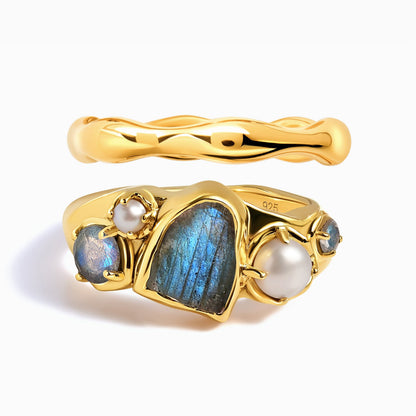 Labradorite Heirloom & Magma Rings - gold set
