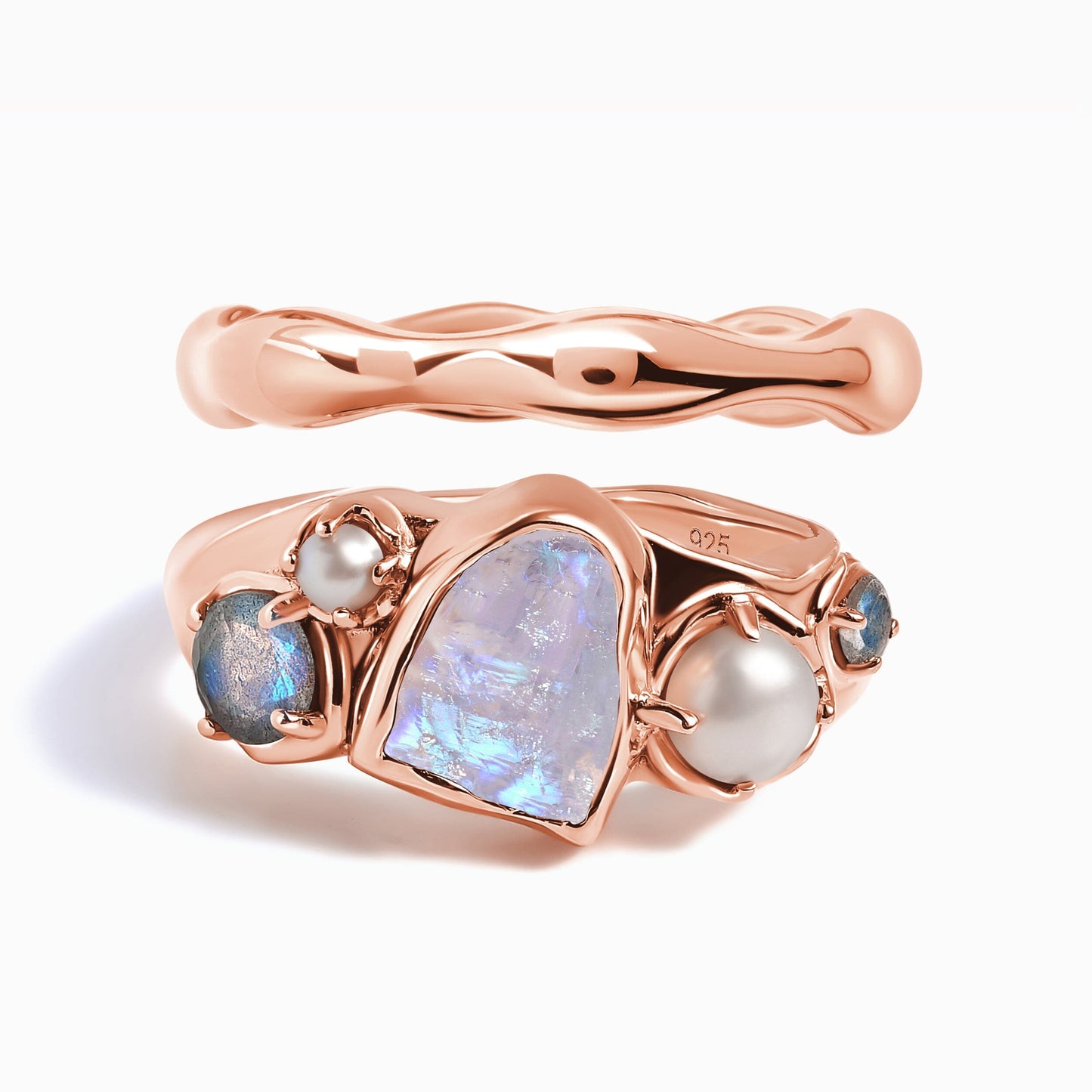 Moonstone Heirloom & Magma Rings - RG set