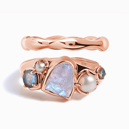 Moonstone Heirloom & Magma Rings - RG set