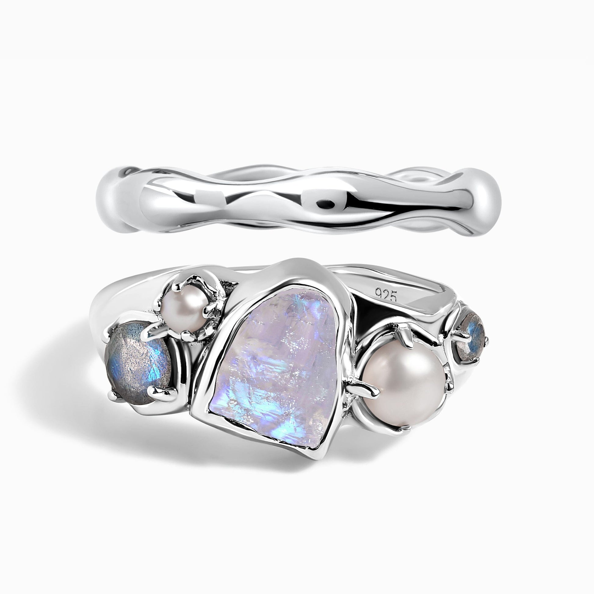 Moonstone Heirloom & Magma Rings - SIL set