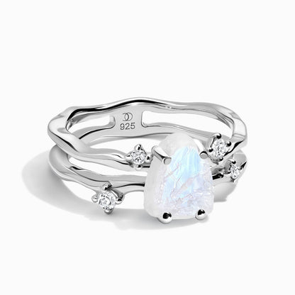 Moonstone Lab Diamond Ring - Flow - SIL