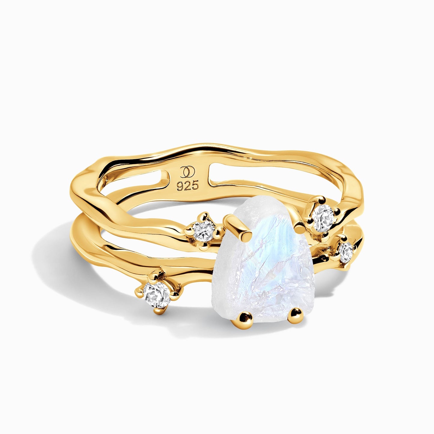 Moonstone Lab Diamond Ring - Flow - YG