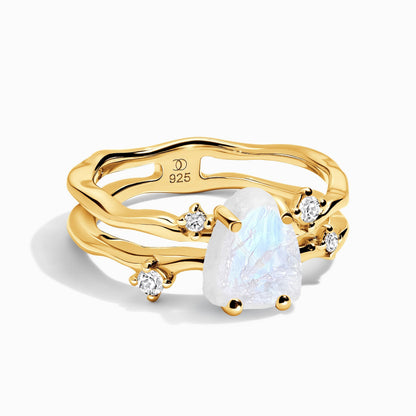 Moonstone Lab Diamond Ring - Flow - YG