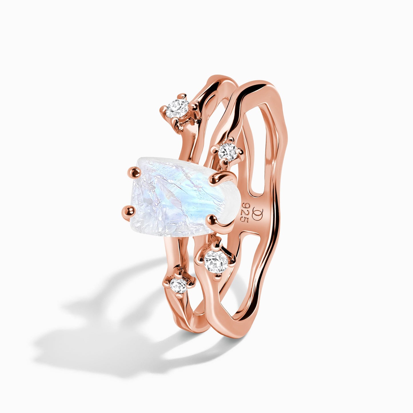 Moonstone Lab Diamond Ring - Flow - side RG