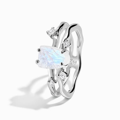Moonstone Lab Diamond Ring - Flow - side SIL